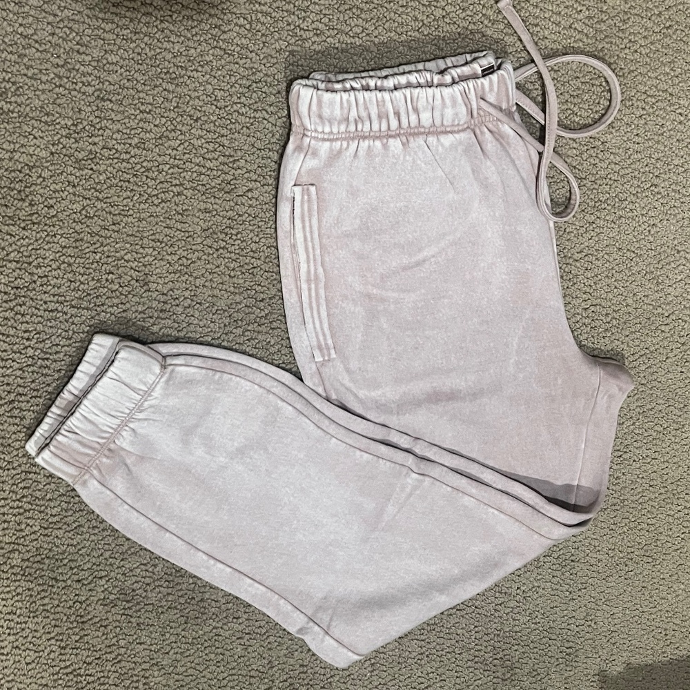 New Zenana Acid Wash Fleece Drawstring Sweatpants Ash Pockets Joggers New - Picture 2 of 7